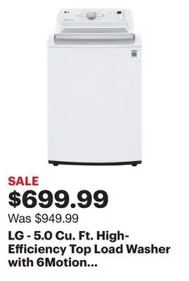 Best Buy Lg - 5.0 cu. ft. high-efficiency top load washer with 6motion technology - white offer