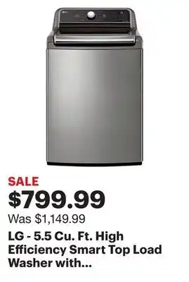 Best Buy Lg - 5.5 cu. ft. high efficiency smart top load washer with turbowash3d - graphite steel offer