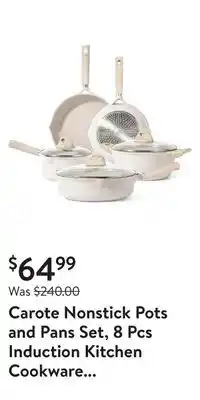 Walmart Carote nonstick pots and pans set, 8 pcs induction kitchen cookware sets (beige granite) offer
