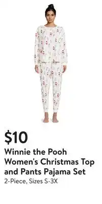 Walmart Winnie the pooh women's christmas top and pants pajama set offer