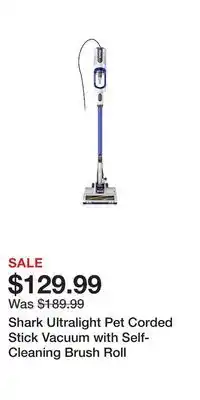 BJ’s Shark ultralight pet corded stick vacuum with self-cleaning brush roll offer