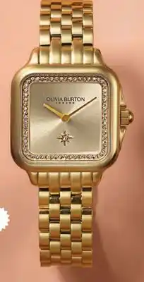 Macy's Olivia burton women's soft square gold-tone stainless steel bracelet watch 28mm offer