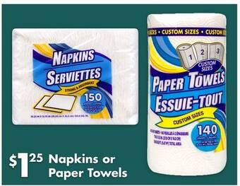 Dollar Tree Napkins or paper towels offer
