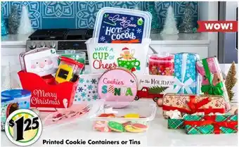 Dollar Tree Printed cookie containers or tins offer