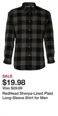 Cabela's Redhead sherpa-lined plaid long-sleeve shirt for men offer