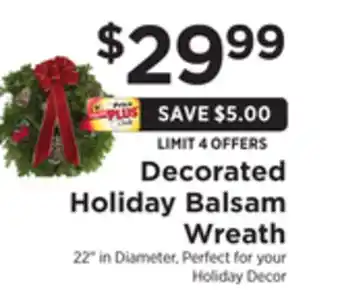 ShopRite Decorated holiday balsam wreath offer