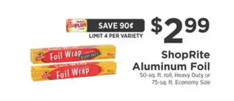 ShopRite Aluminum foil offer