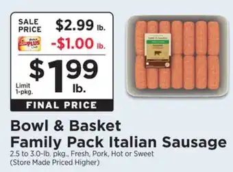 ShopRite Family pack italian sausage offer