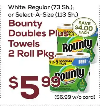 DeCicco & Sons Bounty doubles plus towels 2 roll pkg offer