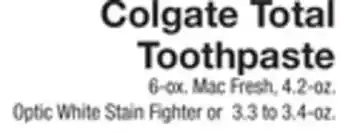 The Fresh Grocer Total toothpaste offer