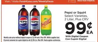 Food 4 Less Pepsi or squirt offer