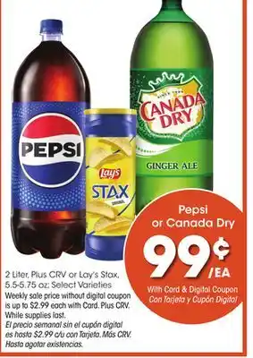 Ralphs Pepsi or canada dry offer