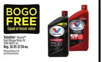 Dollar General Valvoline maxlife tm high mileage motor oil offer