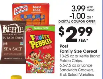 Ralphs Post family size cereal offer