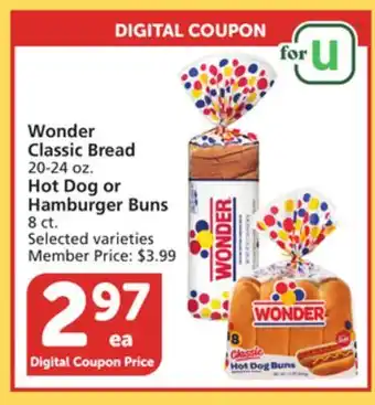 Vons Wonder classic bread 20-24 oz. hot dog or hamburger buns 8 ct offer