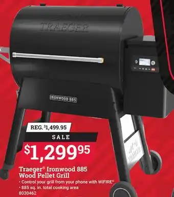 Ace Hardware Traeger ironwood 885 wood pellet grill offer
