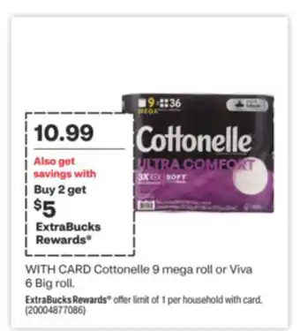 CVS Cottonelle 9 mega roll or viva 6 big roll offer