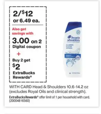 CVS Head & shoulders 10.6-14.2 oz offer