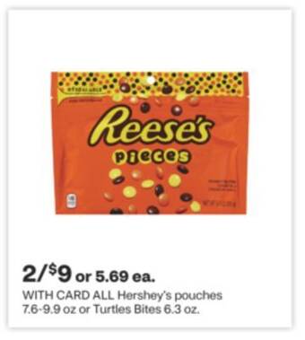 CVS All hershey's pouches 7.6-9.9 oz or turtles bites 6.3 oz offer