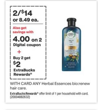CVS Any herbal essences bio: renew hair care offer
