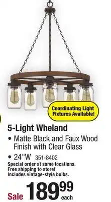 Menards Patriot lighting wheland 5-light matte black chandelier offer