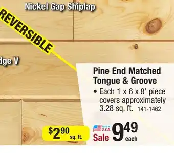 Menards 1 x 6 x 8' unfinished tongue & groove end matched carsiding offer
