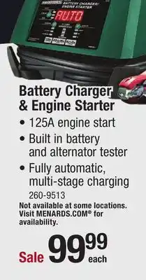 Menards Masterforce 125-amp battery charger and engine starter offer