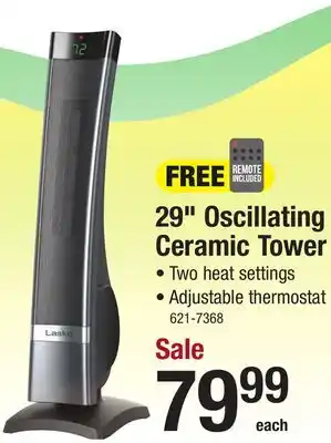 Menards Lasko 1,500 watt 29 oscillating ceramic tower heater with remote offer