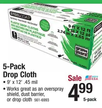 Menards Steelcoat 9' x 12' .45 mil perforated plastic drop cloths - 5 pack offer