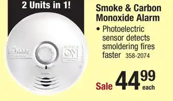 Menards Kidde worry-free 10-year sealed-in lithium battery-powered combination carbon monoxide and photoelectric smoke alarm with hus offer