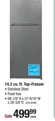 Menards Criterion 14.3 cu.ft. stainless steel top-freezer refrigerator offer