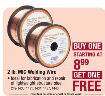 Menards Us forge 0.030 flux-cored mig welding wire - 2 lb offer
