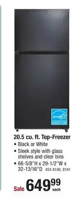 Menards Criterion 20.5 cu.ft. white top-freezer refrigerator offer