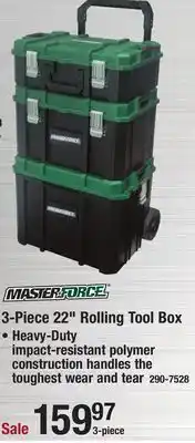 Menards Masterforce 22 rolling tool box - 3 piece offer