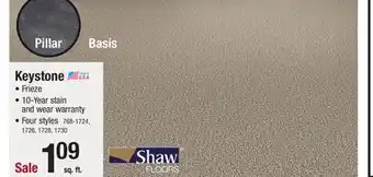 Menards Shaw keystone axis frieze carpet 12ft. wide offer
