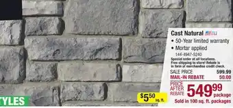 Menards Cast natural bristol limestone manufactured stone veneer siding (100 sq. ft.) offer