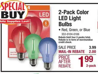 Menards Sylvania 25-watt equivalent a19 red led light bulb - 2 pack offer