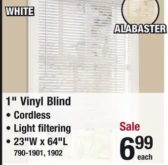 Menards Lumino 1 white light filtering cordless vinyl blind - 23w x 64l offer