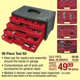 Menards Tool shop household tool set - 99 piece offer