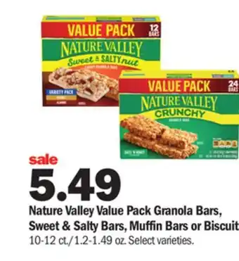 Meijer Nature valley value pack granola bars, sweet & salty bars, muffin bats or biscuits offer