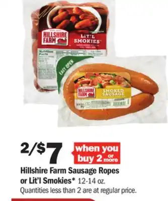 Meijer Hillshire farm sausage ropes or lit'l smokies offer