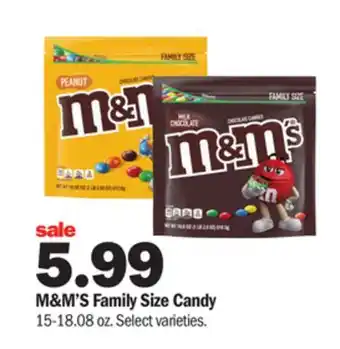 Meijer M&m's family size candy offer