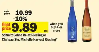 Meijer Schmitt sohne relax riesling or chateau ste. michelle harvest riesling offer