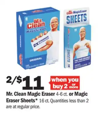 Meijer Mr. clean magic eraser 4-6 ct. or magic eraser sheets* 16 ct offer