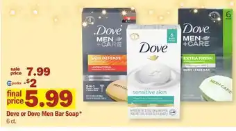 Meijer Dove or dove men bar soap offer