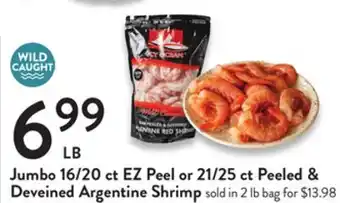 Fresh Thyme Jumbo 16/20 ct ez peel or 21/25 ct peeled & deveined argentine shrimp offer