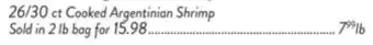Fresh Thyme 26/30 ct cooked argentinian shrimp offer