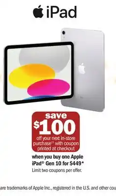 Meijer Apple ipad gen 10 offer