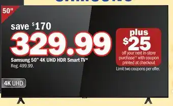 Meijer Samsung 50 4k uhd hdr smart tv offer