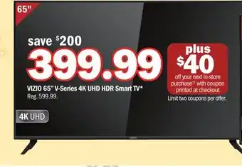 Meijer Vizio 65 v-series 4k uhd hdr smart tv offer